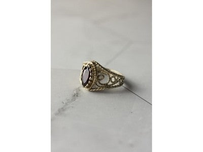 925 Sterling Silver Almandine Openwork Ring Size 10.25