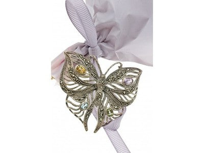 925 Sterling Silver Citrine, Topaz, Amethyst, Peridot & Marcasites Brooch