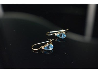 10K Yellow Gold Topaz & Diamonds Earrings