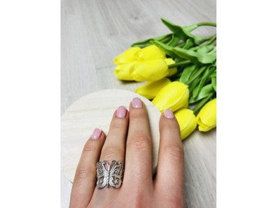 925 Sterling Silver "Openwork Butterfly" Ring Size 6.5