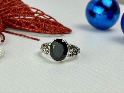 925 Sterling Silver Black Onyx Ring Size 11.75
