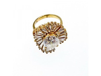 925 Sterling Silver Gold Plated CZ Ring Size 5.5