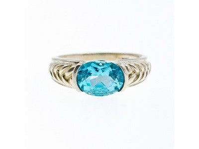 Vintage 925 Sterling Silver Topaz Ring Size 7