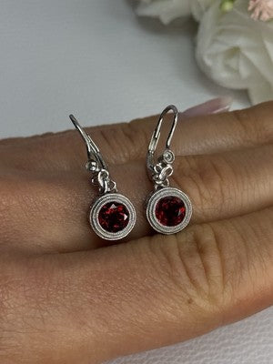 925 Sterling Silver Garnet Earrings Length 1.10 Inch