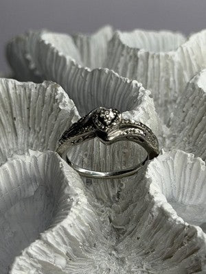 JWBR 925 Sterling Silver 0.04 ct Diamonds Heart Ring Size 6.5