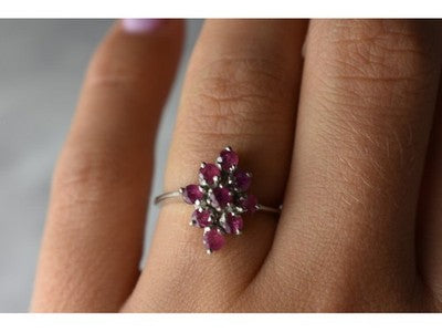 925 Sterling Silver Pink Topaz "Flower" Ring Size 6