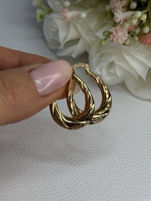 Elegant 925 Sterling Silver Gold Plated Earrings Length 1 Inch