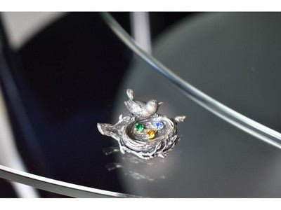 Vintage 925 Sterling Silver Multicolor CZ "Bird" Brooch
