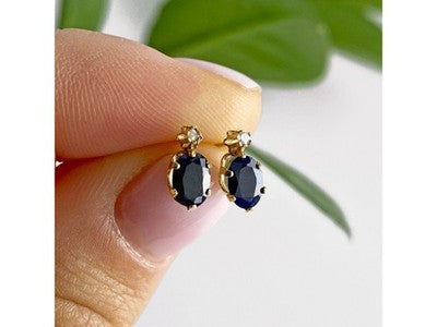 14K Yellow Gold Almandine & Diamond Earrings