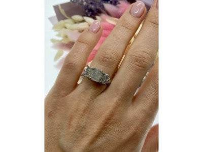 925 Sterling Silver Raw Uncut Diamonds Cluster Stones Set Ring Size 7