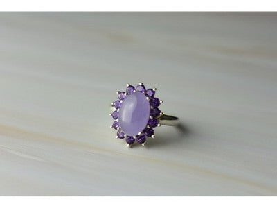 925 Sterling Silver Amethyst Quartz & Purple Tourmaline Ring Size 6.75