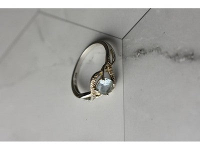 925 Sterling Silver Blue Spinel & CZ Ring Size 9