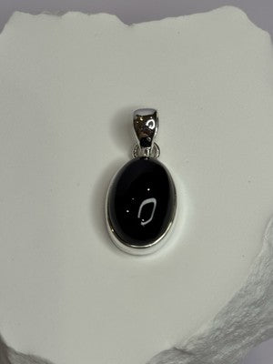 925 Sterling Silver Black Onyx Pendant Length 1.2 Inch