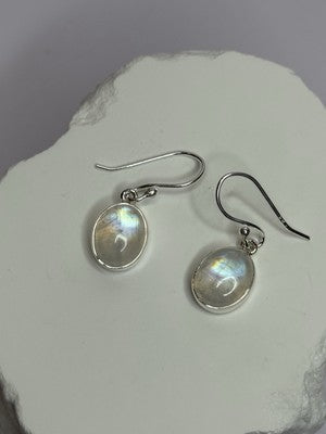 925 Sterling Silver Moonstone Earrings Length 1.1 Inch
