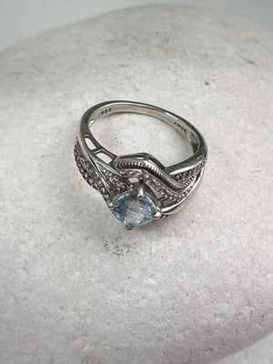 JWBR 925 Sterling Silver Topaz & Beryl Ring Size 7