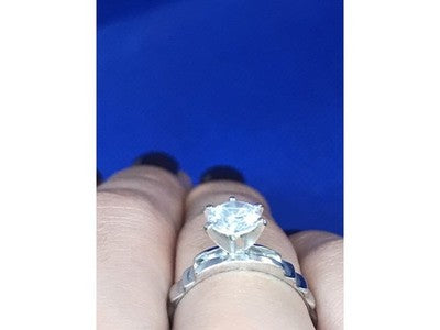 Engagement Ring with 10K white gold plated Size 6.5