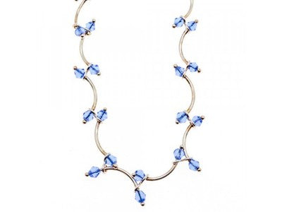 925 Sterling Silver Blue Jewelry glass in Italian style Necklace