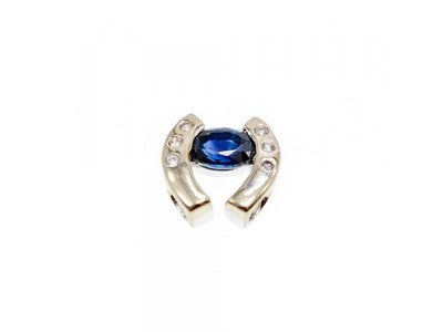 14K White Gold Blue & White Sapphires Horseshoe Pendant