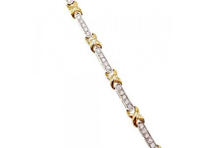 925 Sterling Silver Gold Plated CZ Bracelet Size 7.5 IN