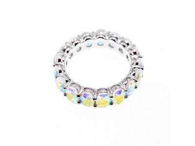 925 Sterling Silver CZ "Rainbow" Ring Size 8