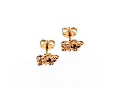 14K Yellow Gold Garnet Butterfly Earrings