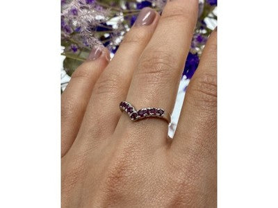 925 Sterling Silver Pink Topaz Ring Size 8