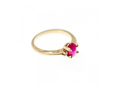 10K Yellow Gold Star Sapphire & Diamonds Ring Size 5.5