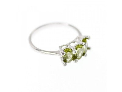 14K White Gold Peridot & Diamonds Ring Size 11.12