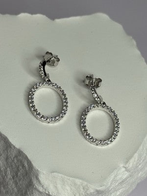 925 Sterling Silver Elegant CZ Earrings Length 1 Inch