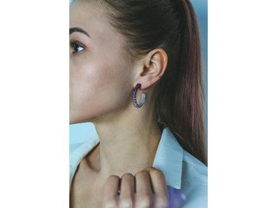925 Sterling Silver Multicolor CZ Stud Earrings