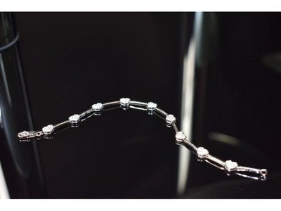 925 Sterling Silver CZ Bracelet "Hearts" Size 7 In