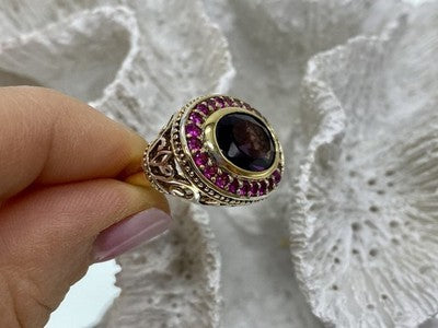 925 Sterling Silver Gold Plated CZ Ring Size 5.5