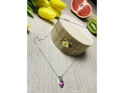 925 Sterling Silver Morganite & CZ Chain With Pendant