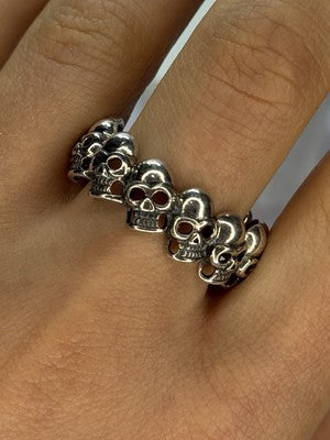 925 Sterling Silver Skull Custom Ring Size 14
