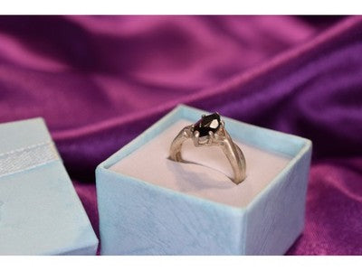 925 Sterling Silver Black Nephrite Ring Size 9