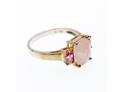 925 Sterling Silver Morganite & Spinel Ring Size 9