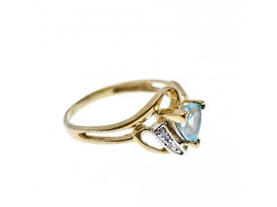 10K Yellow Gold Topaz & Diamonds Ring Size 6.75