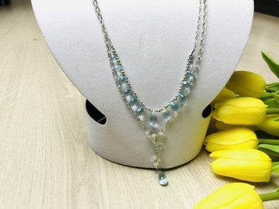 925 Sterling Silver Blue Jadeite Necklace