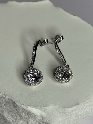 925 Sterling Silver Dream CZ Earrings Length 1.05 Inch