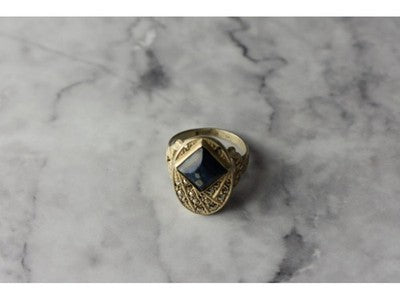 925 Sterling Silver Sodalite & Marcasites Ring Size 6