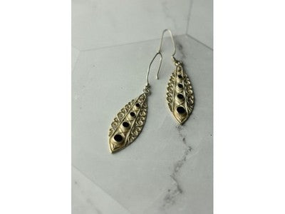 Vintage 925 Sterling Silver Black Agate Earrings