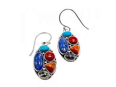 925 Sterling Silver Multicolor Jasper Earrings