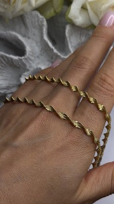 Italy 925 Sterling Silver Gold Plated Mesh Chain Necklace Spiral Link