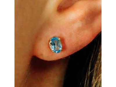 14K YELLOW GOLD TOPAZ STUD EARRINGS