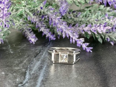 Men'S 925 Sterling Silver White Sapphire Ring Size 11.5