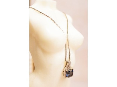 925 Sterling Silver Sapphire & Diamond Chain With Pendant