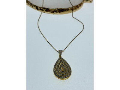 925 Sterling Silver Gold Plated CZ "Drop" Chain With Pendant