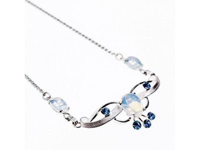 925 Sterling Silver Moonstone & Aquamarine Necklace