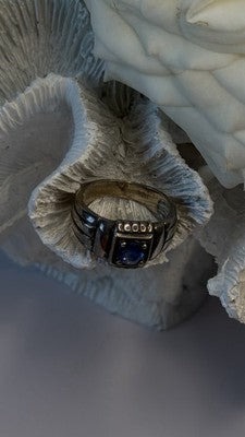 Artisan Modernist Men's 925 Sterling Silver Blue Sapphire Ring Size 10