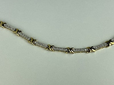 925 Sterling Silver Gold Plated CZ Bracelet Size 7.5 IN